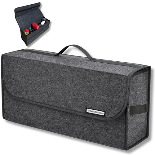 Organizer Freddy Kofferraum Organizer und Kofferraumtasche fürs Auto aus Filz mit Einlegeplatte, Klettband und Gummiband – faltbar, rutschfestes Auto Zubehör