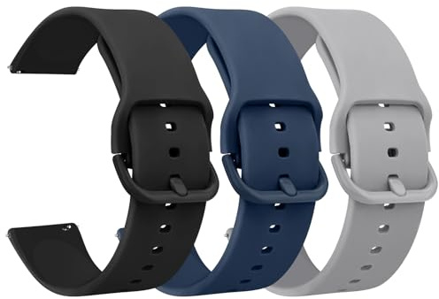 Amzpas 3 Stycken Ersättning Klockarmband Silikon 20 mm 22 mm, Snabbkoppling Ersättningsband Klocka Remmar, Tillbehör För Kvinnor Män, 20mm