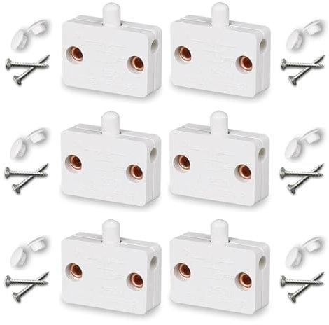 Switian Auto On/Off Cabinet Light Switch 1A 250V - 6 Pack Push Activated Door Sensor, Universal White Switch for Wardrobes, Pantries, Kitchen & Storage Units