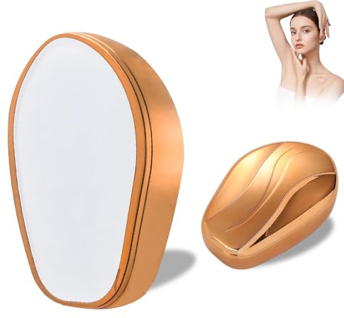 Depiladora de Cristal,Depiladora Profesional,Segura sin Dolor Nano Depilatoria para Brazos,Espalda,Piernas,Reutilizable,para Hombres y Mujeres (Oro)