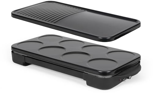 Livoo - Dispositivo 2 in 1 crepiera e piastra grill DOC349N - 1500W, 2 piastre rimovibili, senza PFAS, accessori inclusi