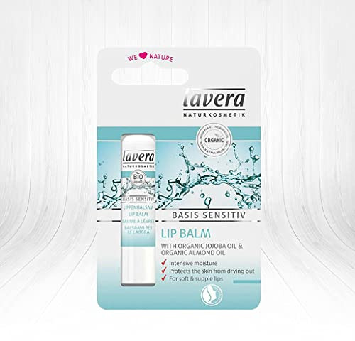 LAVERA Sensitive Lippenbalsam gegen trockene Lippen, Naturkosmetik, pflanzliche Inhaltsstoffe, biologisch, 100% natürlich