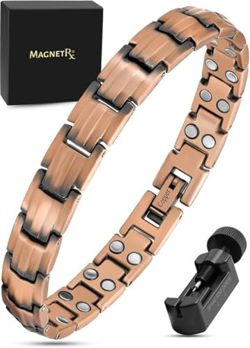 MagnetRX® Reines Kupfer Magnet Armband Damen – Ultrastarke Magnetische Kupferarmbänder – Verstellbares Kupfer Armband Frauen mit Größenwerkzeug – Kupferarmband Damen (Classic Style)
