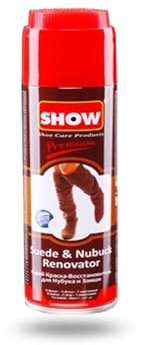SHOW 250ml Suede Renovator Spray, 1 unit for suede & nubuck shoes and boots (Brown)