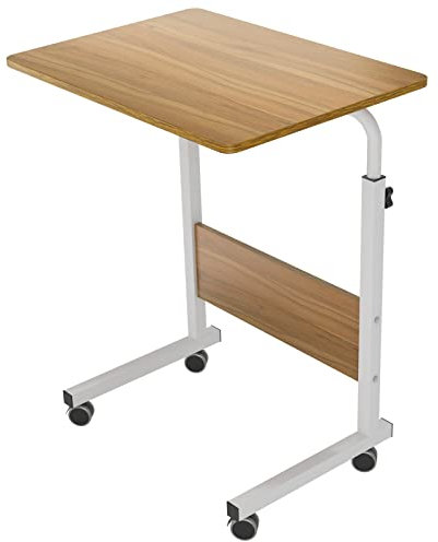 sogesfurniture höhenverstellbar Laptoptisch Laptopständer Computertisch mit Rollen, mobiler Beistelltisch Pflegetisch für Bett und Sofa, 60 * 40 * 71-90cm, Eiche 05#1-60OK-BH