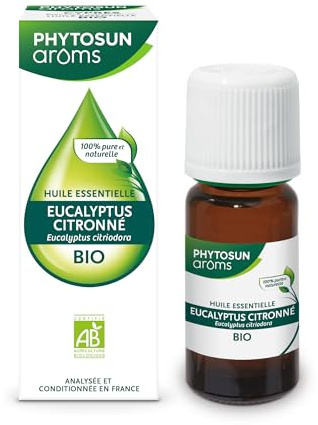 PHYTOSUN AROMS - Huile Essentielle d'Eucalyptus Citronné Bio - HEBBD - 100% Pure & Naturelle - 100% Bio - Analysée & Conditionnée en France - 10 ml