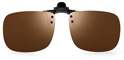 JM Polarisiert Clip auf Sonnenbrillen Rahmenlos Flip up Linsen für Rezept Brillen Braun