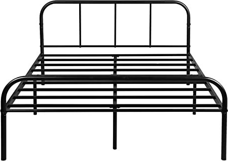 FetiNes Doppelbett Metallbettrahmen | Modern Bettgestell mit Lattenrost für Gästebett Jugendbett Kinderbett | Stauraum unter dem Bett | 140x200 cm | Schwarz