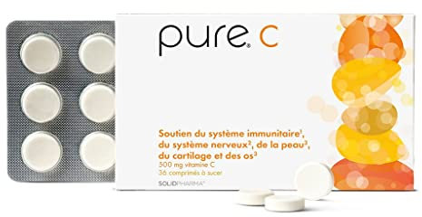 Pure C – 36 Comprimés Hautement Dosés, Vitamine C, Comprimés Véganes, Complément Alimentaire pour la Peau et le Renforcement du Système Immunitaire, Comprimés de Complexe Vitamines C