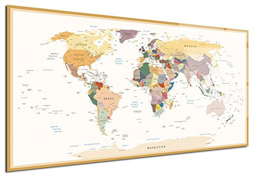 DECLINA, Cuadro plexi, Cuadro de Pared, impresión sobre Vidrio acrílico, Cuadro Deco, Tablero acrílico Map Mundo Vintage, 100x50 cm