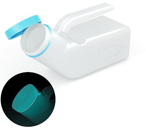 JFA Supplies Male Urinal Bottle/Urine Bottle 1L with Glow in Dark Lid