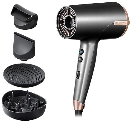 Remington ONE Haartrockner Ionen [120 km/h Luftstrom für schnelles Trocknen] 4 Aufsätze: Flyaway, 2 Diffusoren, breite & schmale Stylingdüse, 8 Heiz- & Geschwindigkeitskombinationen, D6077