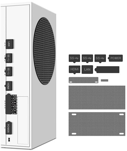 TNP - Copertura antipolvere per Xbox Series S, con rete protettiva e tappo jack in silicone, antipolvere, protegge da polvere e graffi, coperture per porte per console Xbox Series S