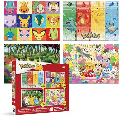 Buffalo Games - Pokémon 4-in-1 Kids Jigsaw Puzzle Multipack - 48, 72 & 100 Piece Puzzles - Colorful Character Art - Preschool Learning Activity -Ages 3-6+ - Birthday for Boys & Girls