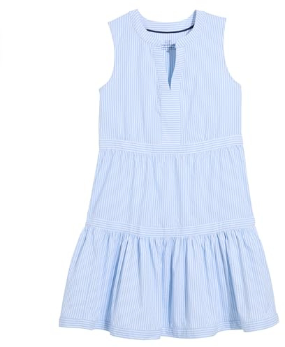 vineyard vines Women's Harbor Seersucker Tiered Dress, Seersucker-Jake Blue, XS