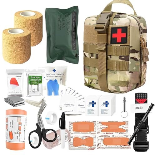 WDKXCN Kit De Supervivencia Completo, 49 Piezas Botiquin De Primeros Auxilios, Survival Kit, Kit Emergencia Mochila para Camping, MontañIsmo, Senderismo, Caza, Escalada