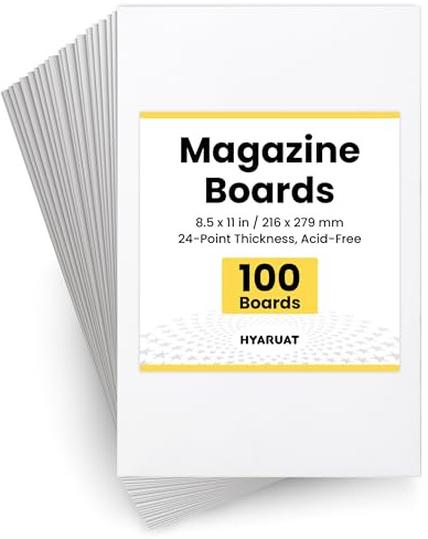 HYARUAT 100 Pack 8.5 x 11 Magazine Boards, 24PT Acid-Free White Cardboards | Cardstock Backing Boards for Magazines, Large Comics, Sheet Music, Paper Collectibles Support&Prints Storage&Fabric Organizer
