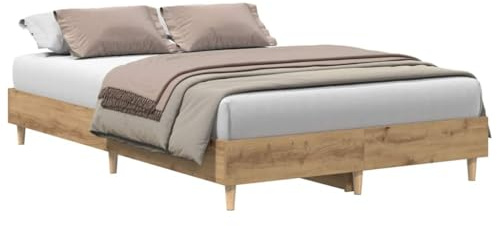 vidaXL Estructura de Cama sin Colchón Roble Artesanal 135x190 cm Madera, Base de Cama, Armazón de Cama