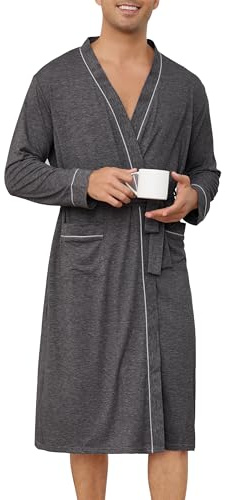 Sopesil Mens Dressing Gowns Short Robes Cotton Soft Luxury Bathrobe Lightweight Loungewear Sleepwear Spa and Hotel S-3XL
