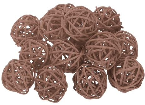 sourcing map 14Pcs Brown Wicker Rattan Balls for Bowl Centerpiece 1.2 Inch Dia Rattan Wicker Twig Orbs Spheres Decorative Balls for Vase Home Dining Table Wedding Decor