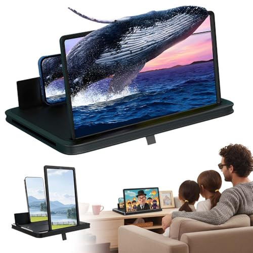 Handy Bildschirmlupe, HD Handy Lupe, 3D Bildschirm für Handy für Allen Smartphones, perfekt zum ansehen von filmen,Videos (Schwarz, 12 Zoll)