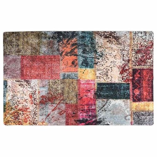 Eleganz Tappeto lavabile 160 x 230 cm, patchwork multicolore, 100% poliestere, antiscivolo per soggiorno, camera da letto, facile da pulire, durevole ed elegante