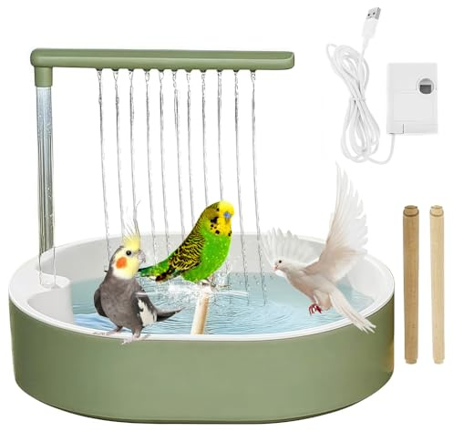 Dhqkqg Bird Bath Tub, Automatic Bird Shower Bath with Circulating Faucet, USB Electric Pet Water Cycle Bathtub, For African Grey Conure Cockatiel Lovebird