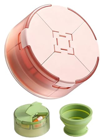 Trousse Médicaments De Voyages 2-En-1 Avec Gobelet Pliable (Rose)
