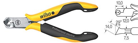 Wiha Schrägvornschneider Professional ESD breiter Kopf, ca. 29° mit kleiner Wate (26835) 115 mm für empfindliche elektronische Bauteile, Schutz von Komponenten durch elektrostatisch ableitendes Werkzeug, dissipativ, Werkzeug mit Oberflächenwiderstand