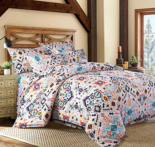 Loussiesd Bohemian Duvet Cover Set King Exotic Bedding Set Lightweight Aztec Reversible Bedspread Cover Luxury Microfiber Comforter Cover with 2 Pillow Shams, 3 Pcs Boho Bedroom Decor