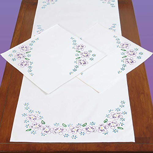 Lavender Flowers Scarf and Doily Set