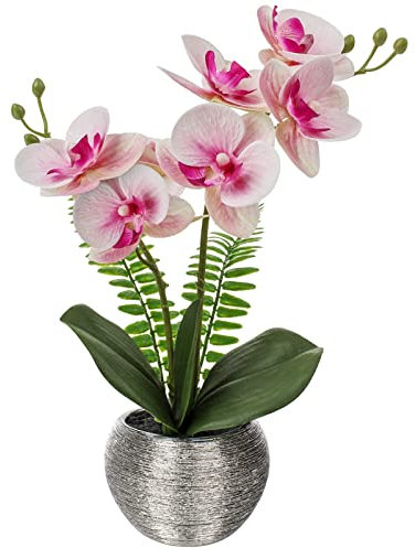 Briful Kunstblumen Orchideen Künstliche Pflanzen Phalaenopsis Kunstblumen wie Echt im Topf Deko Blumen für Wohnzimmer Badezimmer Büro Dekoration