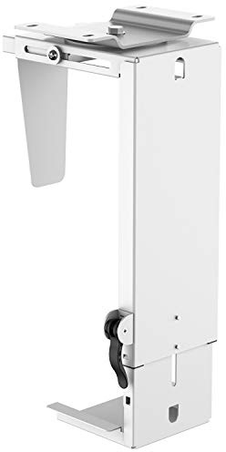 iMount IMPH19 CPU Holder/Under-desk PC Mount: 360° Swivel, Stepless Height & Width Adjustable, in White