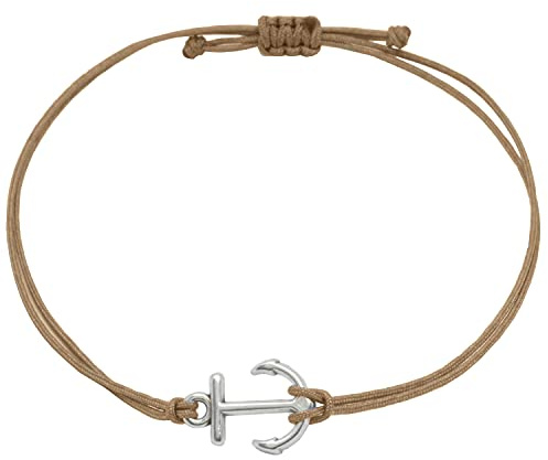 Selfmade Jewelry Ankare armband i silver – justerbar storlek makraméarmband med silverankare hänge handgjorda armband kvinnor flickor inkl. presentförpackning/smycken väskor, Größenverstellbar, Metall
