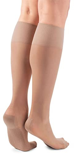 LORES Pop Socks - Calcetines para mujer, transpirables, con suela de masaje, sin presión, 20 DEN, un par, Visone, talla única