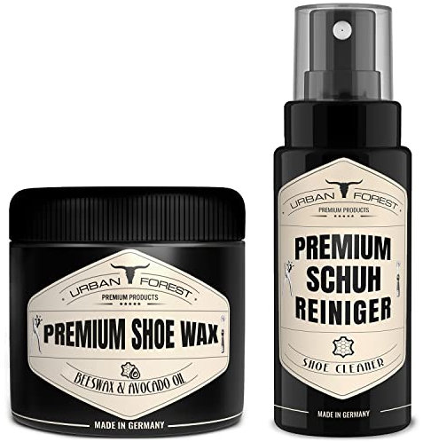 URBAN FOREST Detergente per Scarpe + Cera per Scarpe incolore | Detergente Professionale per Scarpe e Cura delle Scarpe | Detergente per Scarpe in Pelle e Similpelle