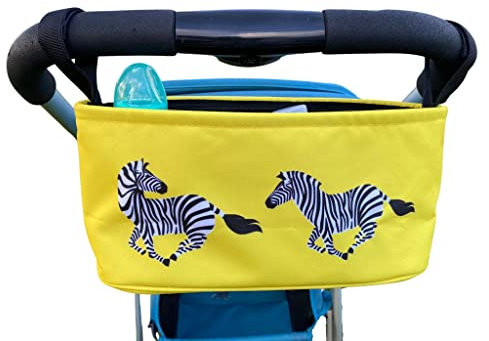 BundleBean - Buggy Organiser - Storage Bag for Pushchairs - Includes Nappy Pouch - Universal Fit with Handlebar for Any Pushchair or Stroller (Zebra)