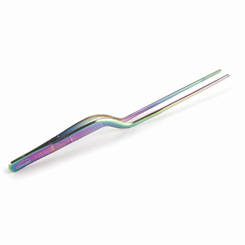 Lacor Pinzetta da Cucina Rainbow Precision Plating, Acciaio Inox 18 e 10, Manico Antiscivolo, Qualità Massima, Lunghezza 16 cm, Iridescente, 62875