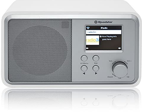 Roadstar IR-390D+BT/WH Radio Internet Wi-Fi e Digitale DAB/DAB+/ FM, Bluetooth, Caricatore USB, Telecomando, Connessione per Cuffie, Doppia Sveglia, Bianco