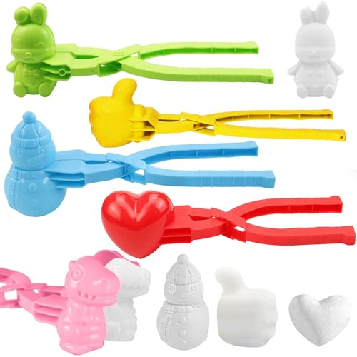 Qunkun Set di 5 pinze per palla di neve per bambini, a forma di palla di neve, per giochi all'aperto (D)