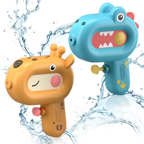 2 Pistolet a Eau Enfant, Dessin Animé à Pistolets Et Fusils à Eau 100 ML Pistolet à Eau Petit Pistolet Eau Grande Gamme, Jusqu'à 4 à 6 M, Adapté Aux Piscines, Fêtes De Plage, Cadeaux d'anniversaire