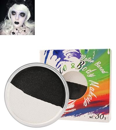 Peinture Pour Visage et les Corps,Face Body Paint Matt, Peinture Faciale Sûre et Non Toxique, Professionnelle Peinture Corporelle Maquillage pour Halloween,Joker,Mardi Gras, Théâtre, Scène, Noir Blanc