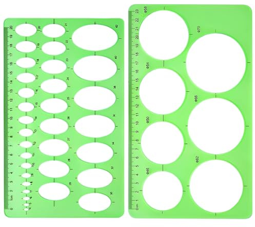 WeddHuis 2pcs Kreis Schablone Vorlage, Kreis Schablone, Kreis Schablonen zum Malen, Kreis Lineal für Zeichenhilfen, Quilling Schablone (transparent grün)