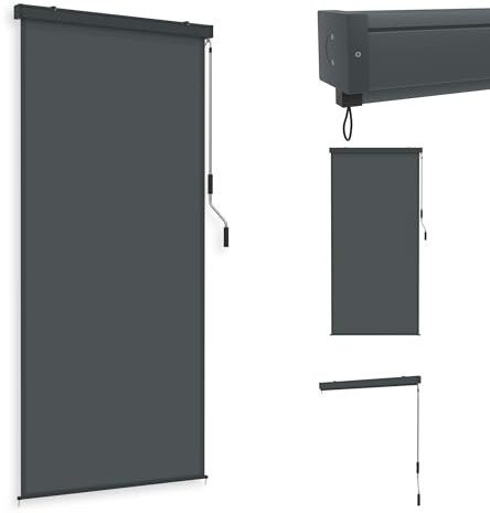 YRHome Store vertical 120 x 250 cm - Protection solaire - Store de balcon - Store vertical - Brise-vue - Store en aluminium avec manivelle et kit de montage pour balcon et terrasse - Anthracite