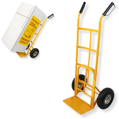 OWIJI Carrello Con Ruote Portatutto Portapacchi Pedana Ribaltabile Capacità Carico 200 Kg 35 x 116 cm Acciaio Robusto Saliscale Trasporto Per Scale Officina Trasloco Lavori Arancione