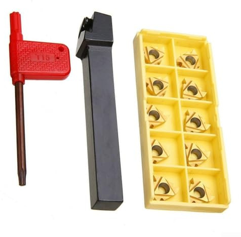 Lathe Carbide Indexable Inserts, SEL1212H16 Metal Threading Turning Tool Including 10 Pack 16IR AG60 Inserts For CNC Machining