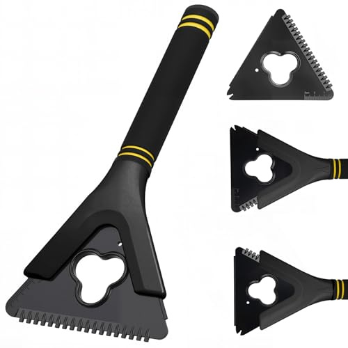 Noosverl Multi-Blade 3-in-1 Ice Scraper for Car, Interchangeable Scraper/Brush/Chipper with Sponge Grip, Quick-Assemble Scratch-Free Snow Removal Tool for Car Windscreen, Windows, SUV