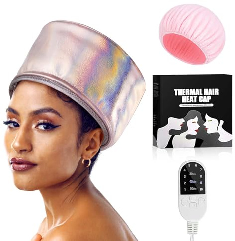 Capot intelligent avec chauffage et vapeur – Capuchon chauffant électrique pour soins en profondeur, teinture et traitement de beauté, avec 10 niveaux de température (0-80 °C), minuterie de 60 minutes