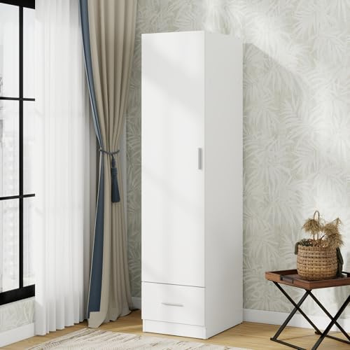 Panana 1 Door 1 Drawer Wardrobe, 40 x 50 x 170 cm (White)