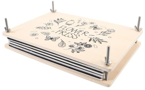 Abaodam Kit de Presse à Fleurs en Bois et Métal, Presse Fleurs Herbier Adulte, pour Diy, Plaques de Séchage Recyclables, 1 Set
